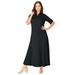 Plus Size Women's Stretch Cotton Button Front Maxi Dress by Jessica London in Black (Size 12 W)