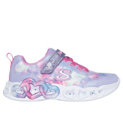 Skechers Girl's Infinite Heart Lights - Color Lovin Sneaker | Size 11.0 | Lavender | Textile/Synthetic