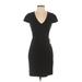 Express Casual Dress - Sheath V-Neck Short sleeves: Black Print Dresses - Women's Size Small