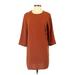 Forever 21 Casual Dress - Shift Crew Neck 3/4 sleeves: Brown Print Dresses - Women's Size Medium