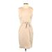 Ann Taylor Casual Dress - Sheath High Neck Sleeveless: Tan Print Dresses - Women's Size 6
