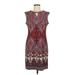 Sandra Darren Casual Dress - Mini Keyhole Sleeveless: Burgundy Dresses - Women's Size 8 Petite