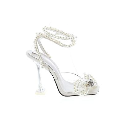 Public Desire Heels: White Solid Shoes - Women's Size 4 - Open Toe
