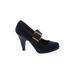 Fergalicious Heels: Pumps Chunky Heel Casual Blue Solid Shoes - Women's Size 6 1/2 - Round Toe