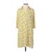 New York & Company Casual Dress - Shirtdress: Yellow Floral Motif Dresses - Women's Size Small