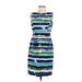 Connected Apparel Casual Dress - Sheath: Blue Print Dresses - Women's Size 4 Petite