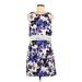 Kensie Casual Dress - Mini Scoop Neck Sleeveless: Purple Floral Dresses - Women's Size Medium