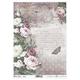 Pink, Red and White Roses with Text and Patterned Background Paper ITD A4 Rice Paper Mulberry Paper for Decoupage 210 x 297 mm