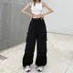 2024 Donne Casual Jogging Pantaloni Tech Solido Pantaloni a Vita Bassa Coulisse Gamba Larga Pantaloni Larghi Y2k Streetwear Pantaloni Della Tuta Oversize