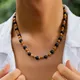 Stein und Holz Perlen kurze Choker Halskette für Männer trend ige kleine Perlen Kragen Modeschmuck