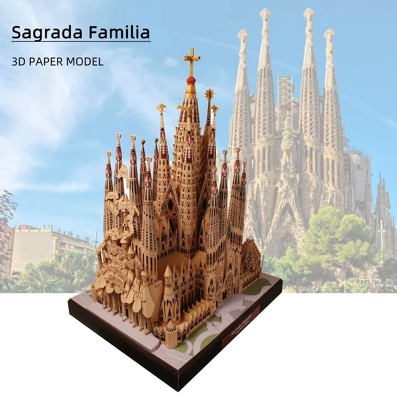 Weltberühmte Architektur Spanien Kathedrale Sagrada Familia römische katholische Kirche Papiermodell DIY Student Handarbeit Heimdekoration