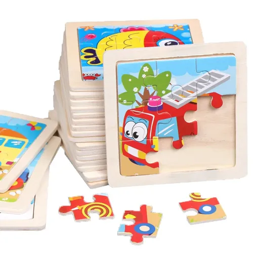 11 x11cm Kinder Holz puzzle Cartoon Tier Verkehr Tangram Holz Puzzle Spielzeug Lernspiel zeug für