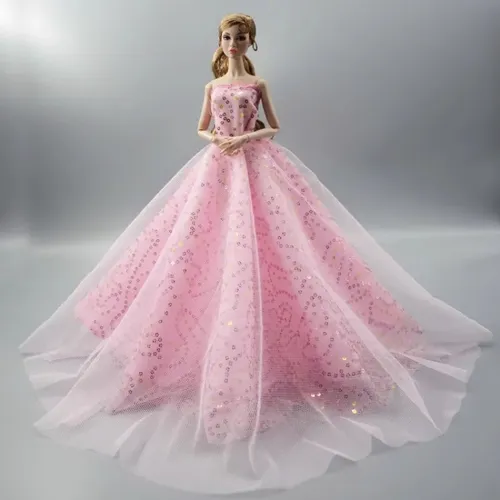 Puppe Pailletten Luxus kleider Abend garderobe Tutu Kleid für 29cm Prinzessin Puppe Braut Tüll