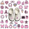 33 teile/satz Rosa Liebe Eis Flamingo PVC Schnalle Fit Armbänder DIY schuh Charms Dekorationen Loch Kinder Schuhe Ornamente