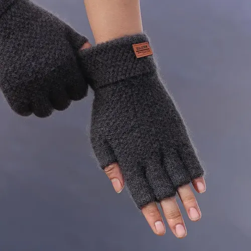 Winter handschuhe für Männer Halb finger schreiben Büro Radfahren Strick handschuhe Studenten Alpaka