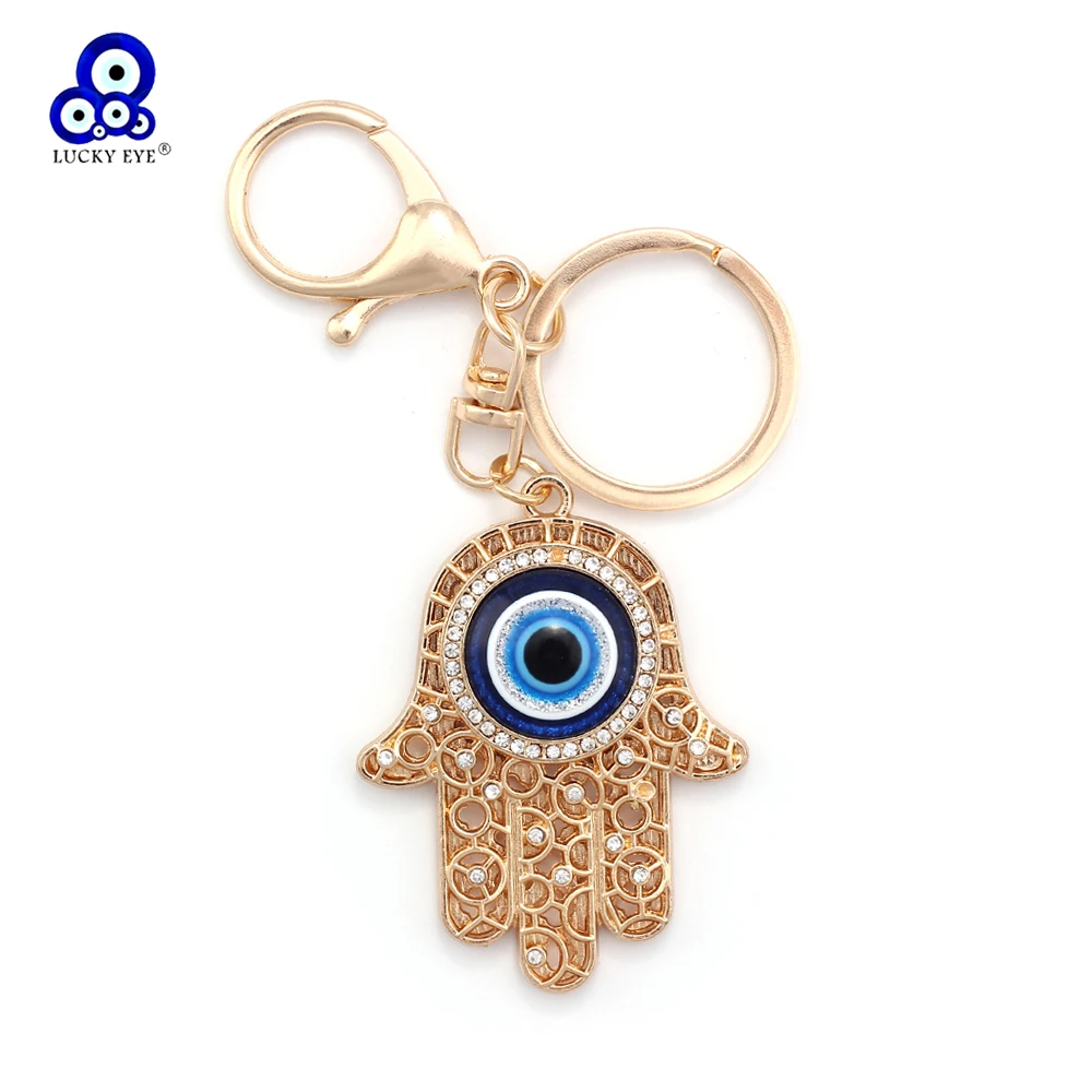 Lucky Eye Fatima Hamsa Hand Schlüsselanhänger Legierung Türkischer böser Blick Schlüsselanhänger Damen Herren Tasche Auto Schlüsselanhänger Llavero Porte Clé Mexiko Na Byd Nawor Image