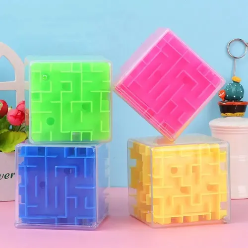 8*8cm Kind sechsseitiges 3D-Labyrinth Magic Cube Puzzle Rolling Ball Labyrinth Spiel Lernspiel zeug