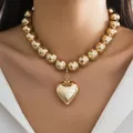 Große ccb Ball Perlenkette und Herz Anhänger Halskette für Frauen trend igen Choker Kragen am Hals