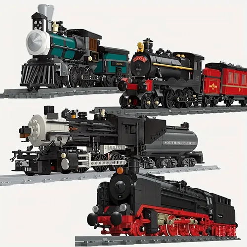 Kreative Dampfzug Eisenbahn serie Bausteine Modell Kinder DIY Stadt Baustein Spielzeug für perfekte