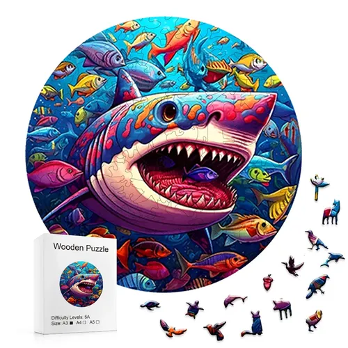 Hai der Fisch holz puzzle isst speziell geformtes Tier puzzle dekomprimiertes rundes schwieriges