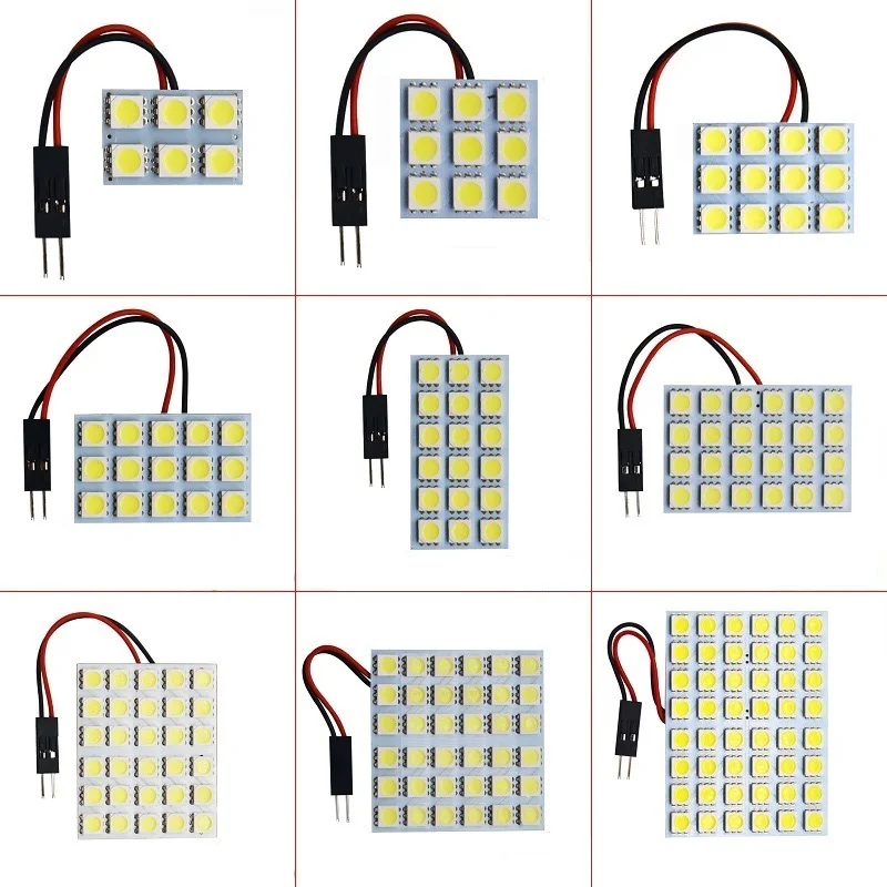 T10 Festoon 6/12/15/24/36/48 SMD 5050 LED Auto Luce di pannello Bianco freddo caldo BA9S 12V W5W C5W Lettura auto Cupola Tronco lampada lampadina