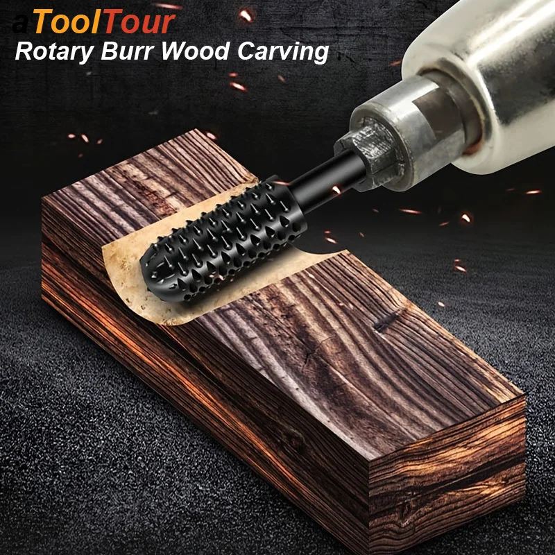 Punte da trapano per raspa per intaglio del legno Lime rotanti con gambo 1/4 Frese per la lavorazione del legno Utensile per molatura Taglio Incisione Sbavatura Modellatura Scanalatura