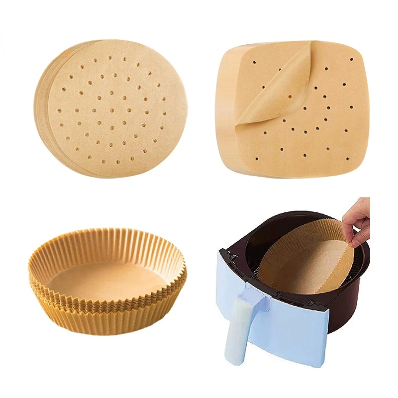 50 stücke Luft Friteuse Pergament Einweg Dampfer Liner Küche Herde Öl-proof Papier Grill Friteuse Backen Zubehör 0151 Image