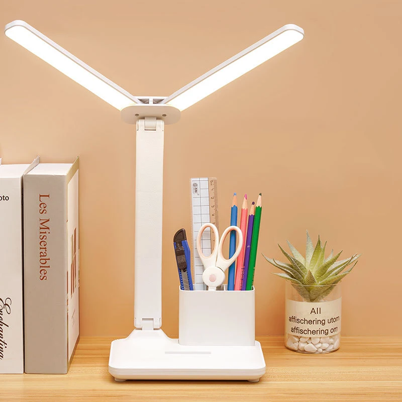USB-Lade-LED-Tischlampe, stufenlos dimmbar, Schreibtischlampe, multifunktionale Nachtlampe für Schlafzimmer, Leselicht, weißes Licht