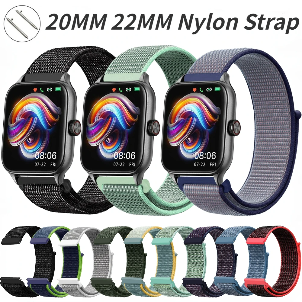 20 mm 22 mm Nylon-Schlaufenarmband für Amazfit GTR 42 47 mm/GTR2/2e/3/3 Pro/4/GTS/GTS2/mini/3/4 Armband für Amazfit Bip-U-S/Stratos 2 2S Image