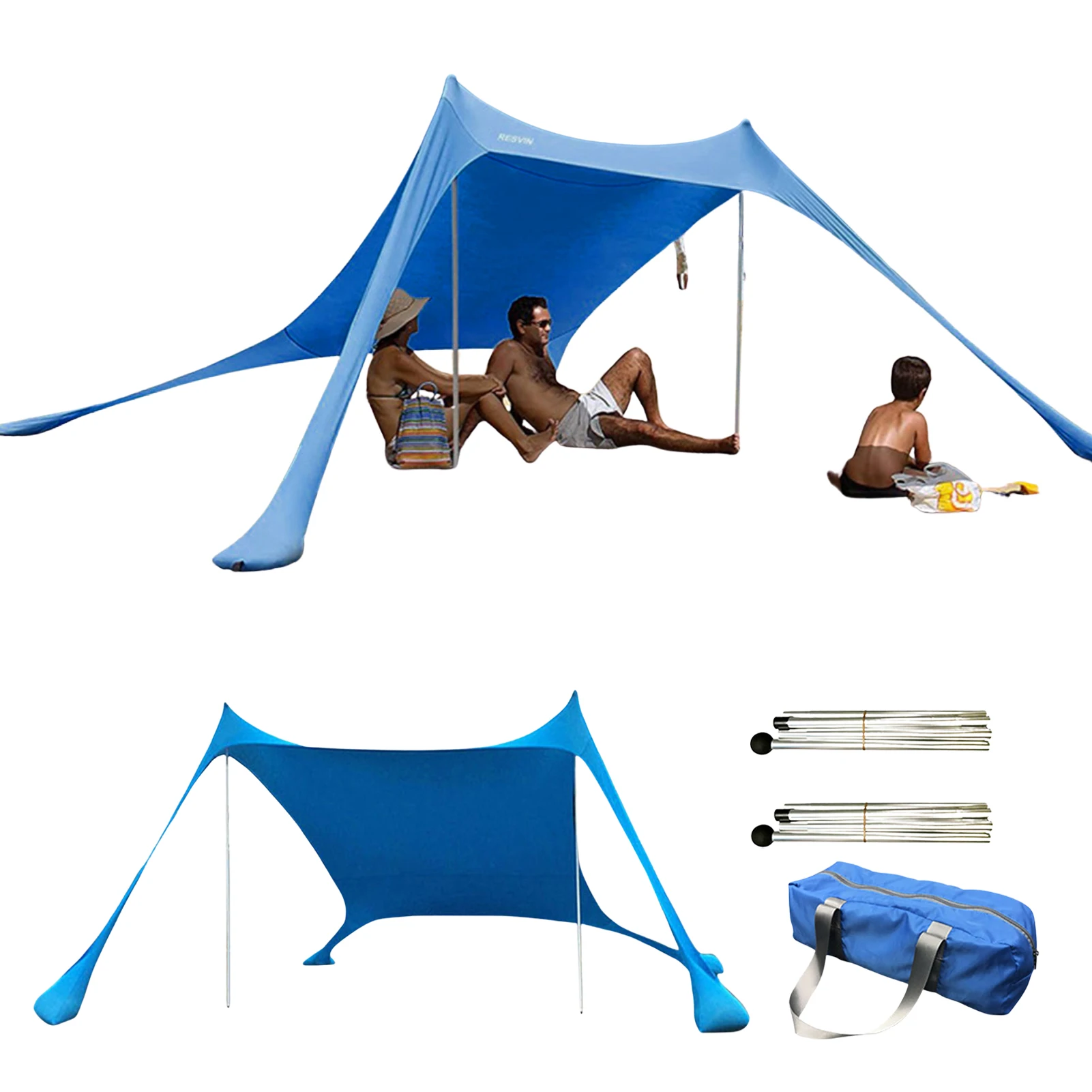 Outdoor Strand Zelt Sonnenschutz Camping Shades Zelte Winddicht Einteilige Strand Baldachin Zelte UPF50 + Tragbare Familie Zelt für Bea Image
