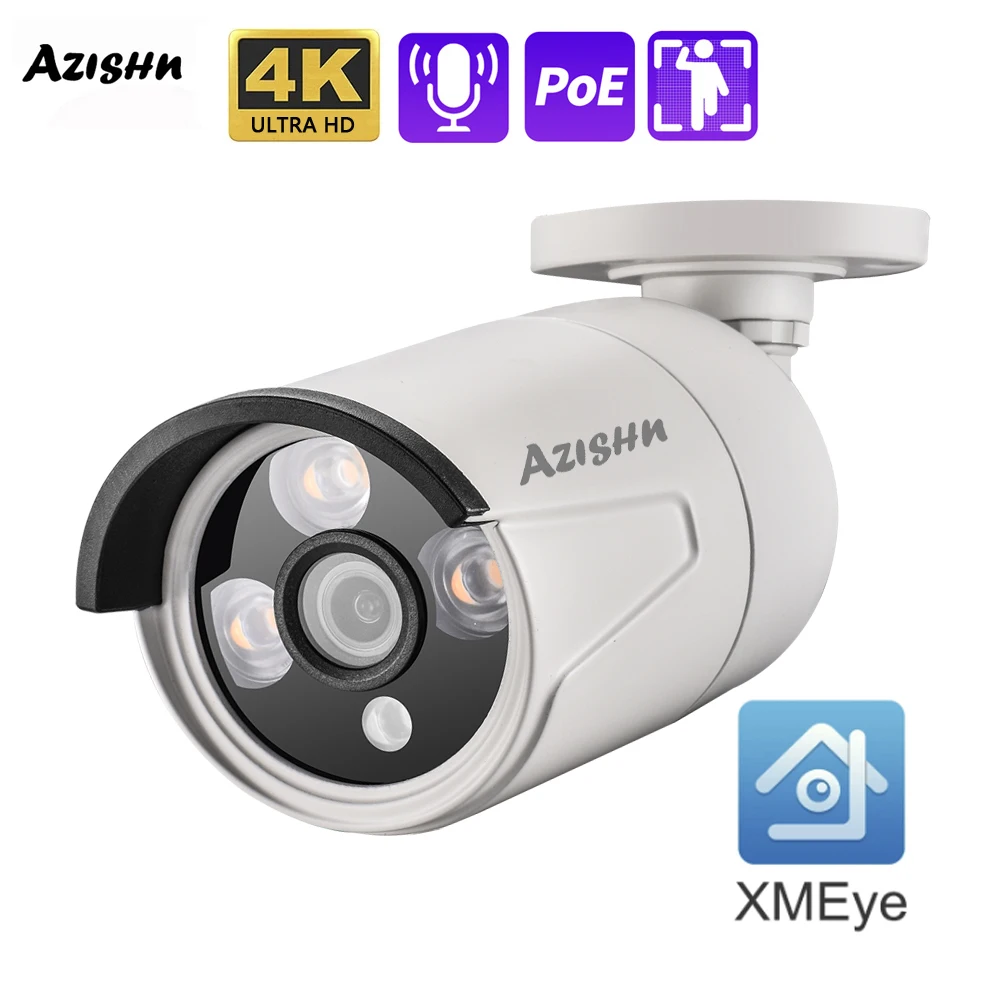 AZISHN 4K 8MP 5MP 4MP 3MP Outdoor IP Kamera POE Wasserdichte H.265 Sicherheit Überwachung Kugel Cctv-kamera Motion Erkennung XMEYE Image