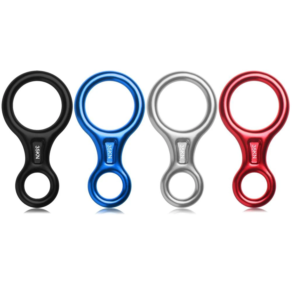 Klettern Abseilgerät 35KN Abbildung 8 Wort Seil Abseilgerät Kletterring Downhill Acht Ring Gear Klettergerät Ausrüstung Image