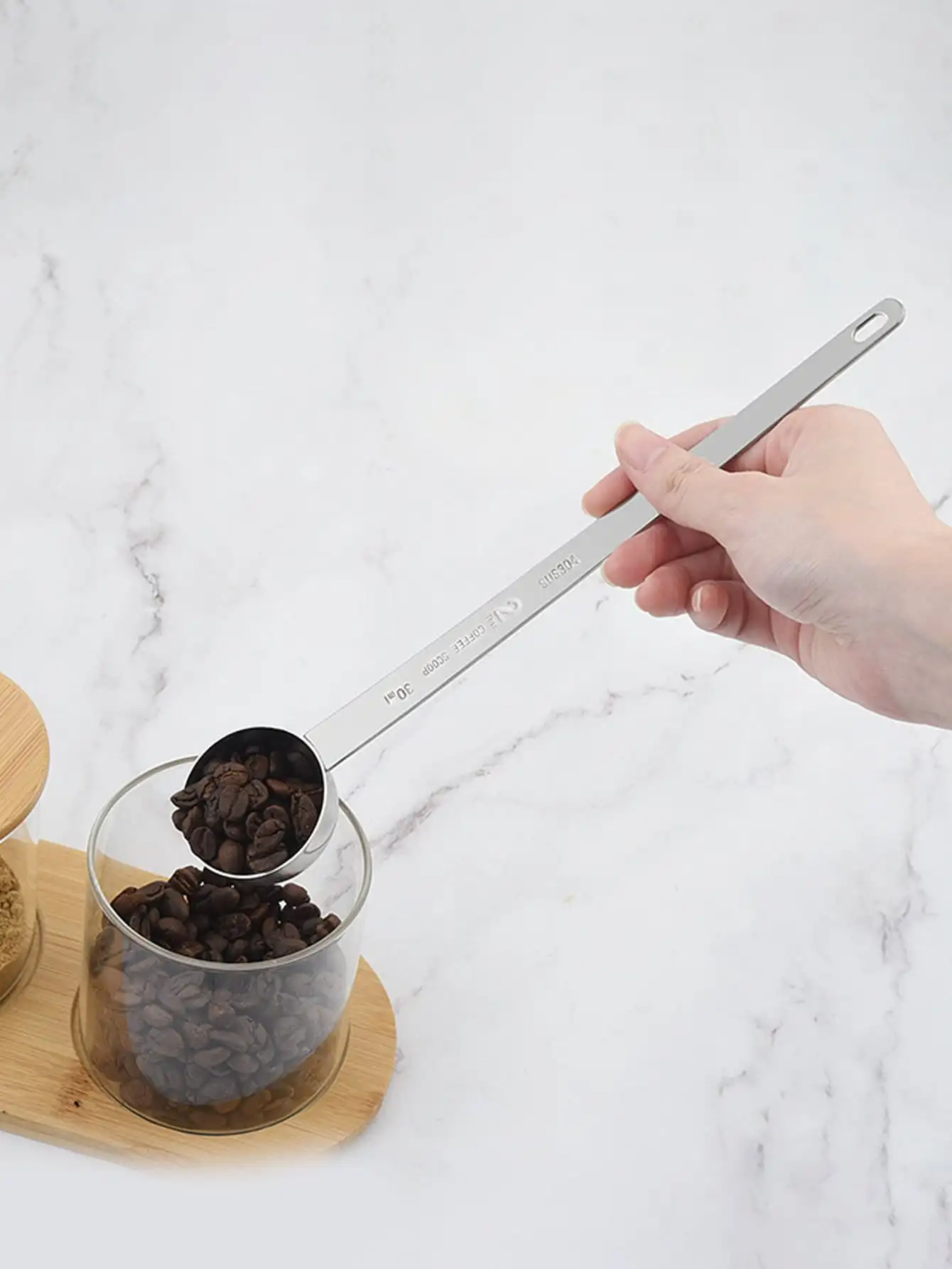 Leeseph Kaffees chaufeln langer Griff Edelstahl Mess Esslöffel passt Kaffee behälter für gemahlenen Kaffee, Kaffee Brewi Image