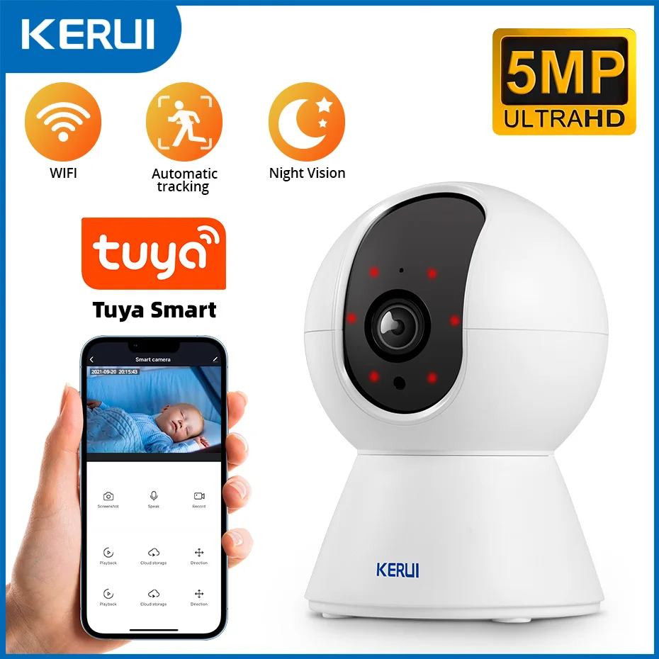 KERUI 5MP Tuya Smart Mini Wifi IP Kamera Indoor Wireless Security Startseite CCTV Überwachung Kamera 2MP Auto Tracking Nacht vision Image