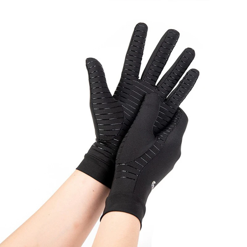 Kupfer Kompression Arthritis Handschuhe Schwarze Hand Handschuhe Hand Handgelenk Unterstützung Rutschfeste Unisex Handschuhe Fingergelenk Handgelenk Schmerzlinderung Image