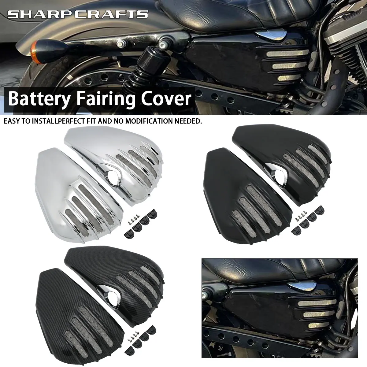 Motorradzubehör Batterie-Seitenverkleidungsabdeckungen für Harley Davidson 2003–2022 Sportster XL 1200 883 FORTY-EIGHT XL883 XL1200