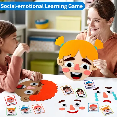 Soziale emotionale Lernspiele montessori lustiges Gesichts spielzeug um Emotionen Ausdrucks