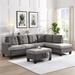 Living Room Sectional Sofa Sets with Chaise Lounge and Stroage Ottoman, L-shape Corner Couch with Thick Backrest