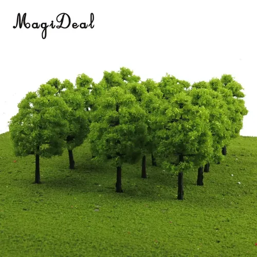 MagiDeal 20Pcs/Lot 1/100 Skala Mini Kunststoff Modell Bäume Zug Eisenbahn Landschaft für Haus