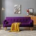 Convertible Futon Sleeper Loveseat 2-in-1 Adjustable Backrest Sofa Bed Button Tufted Recliner Loveseat with Split Back, Purple