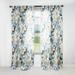 Designart "Misty White And Blue Floral Damask I" Damask Blue Curtain 1 Panel