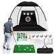 DCutie Golf Hitting Net with Target 10ft x 7ft Golf Net for Backyard Practice Black Golf Nets for Driving Real Golf Balls Includes Mat Balls Tee Bag Score Notebook & Pencil