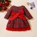 eczipvz Baby Girl Clothes Toddler Baby Kids Girls Suit Christmas Red Plaid Long Sleeves Dress Girl Dresses 5 (Red 3-4 Years)