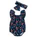 mveomtd Baby Clothes Summer Baby Girl Printed Flying Sleeve Romper Super Cute Jumpsuit Hair Accessories 2 Piece Set 7 Month Girl Clothes Baby Girl Dresses 6-9 Months