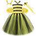 mveomtd Kids Toddler Baby Girls Spring Summer Floral Bee Fancy Dress Halloween Carnival Accessory Set Tutu Princess Dress Dress Place Dress