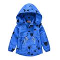 Wefuesd Toddler Kids Boys Casual Zip Up Cartoon Prints Jacket Coat Long Sleeve Hooded Thicken Outerwear Windbreaker Baby Boy Clothes Baby Clothes Blue 120