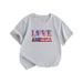 mveomtd Little Children And Big Kids LOVE AMERIKA Cartoon Print Boys And Girls Tops Short Sleeved T Shirts 1 To 8 Years Tops Set Big Girls Shirts