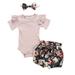 mveomtd Kids Baby Girls Outfits Clothes Romper Bodysuit+Flower Print Shorts Set Kids Sweat Outfits Girls Cute Outfits for Toddler Girls