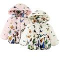 Esaierr Newborn Kids Girls Winter Cotton Jacket Baby Butterfly Print Warm Coats Hooded Cotton Coats Single-Breasted Warm Outerwear for 9M-7Y