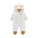 Wiueurtly Kids Fall Jacket Girls Toddler Baby Girls Boys Fuzzy Buttons Hooded Cartoon Romper Jumpsuit Coat